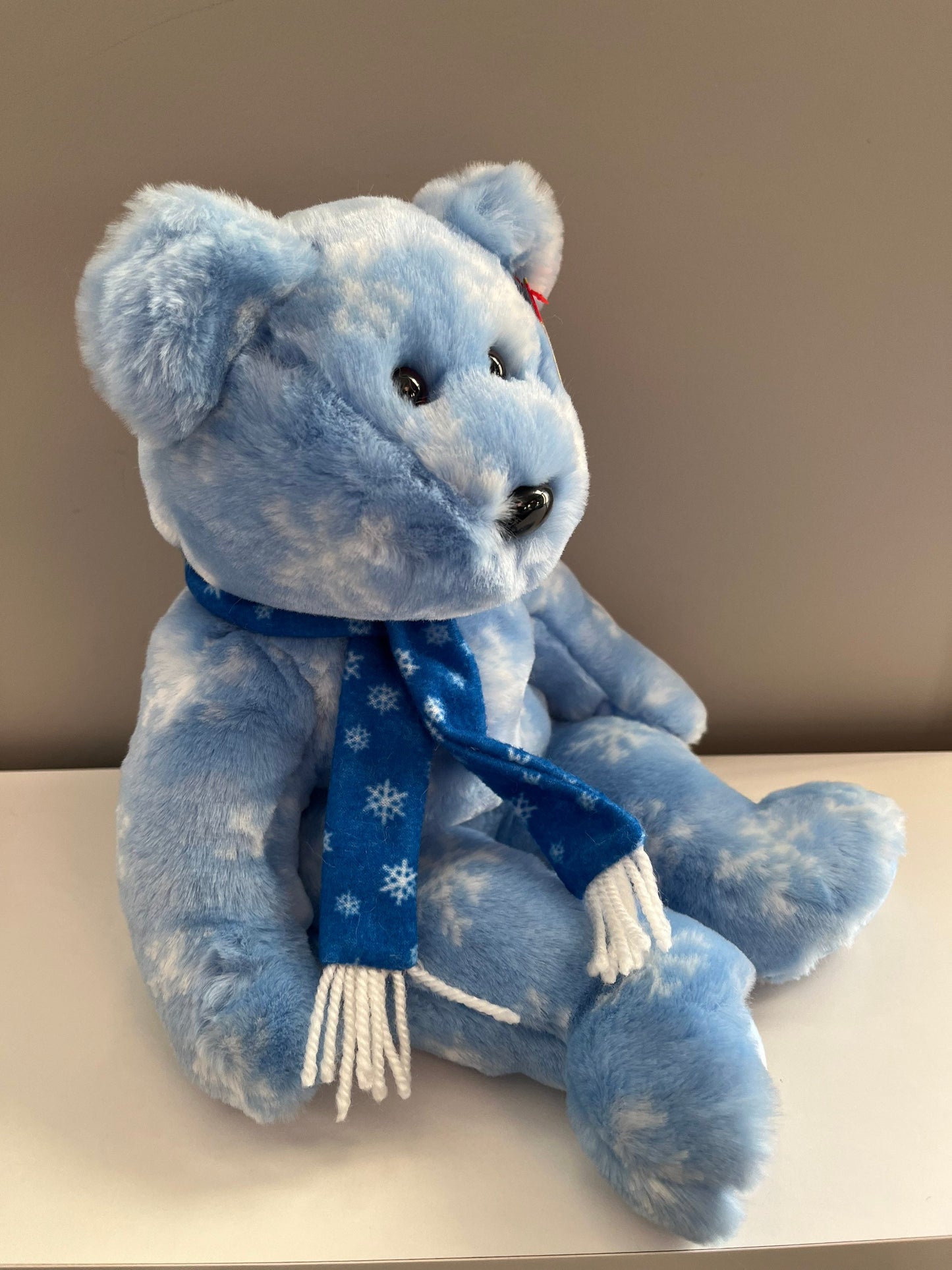 Ty Beanie Buddy “1999 Holiday Teddy” the Adorable Blue Snowflake Bear (14 inch)