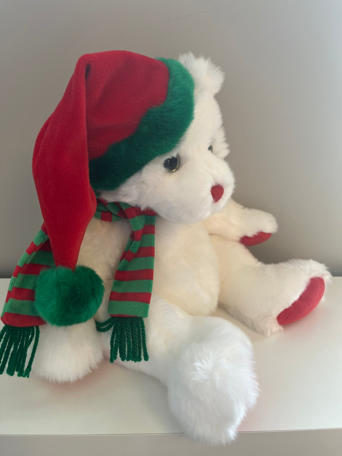 Ty Classics Collection “Garland” the Holiday Bear wearing Santa Hat and Scarf (13 inch)