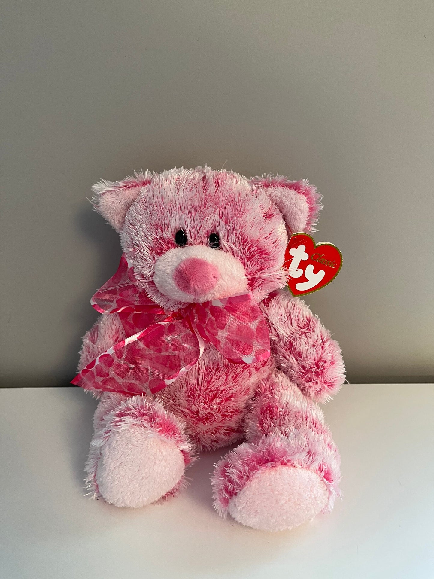 Ty Classics Collection “Meows” the Adorable Pink Cat with Pink Bow (10 inch)