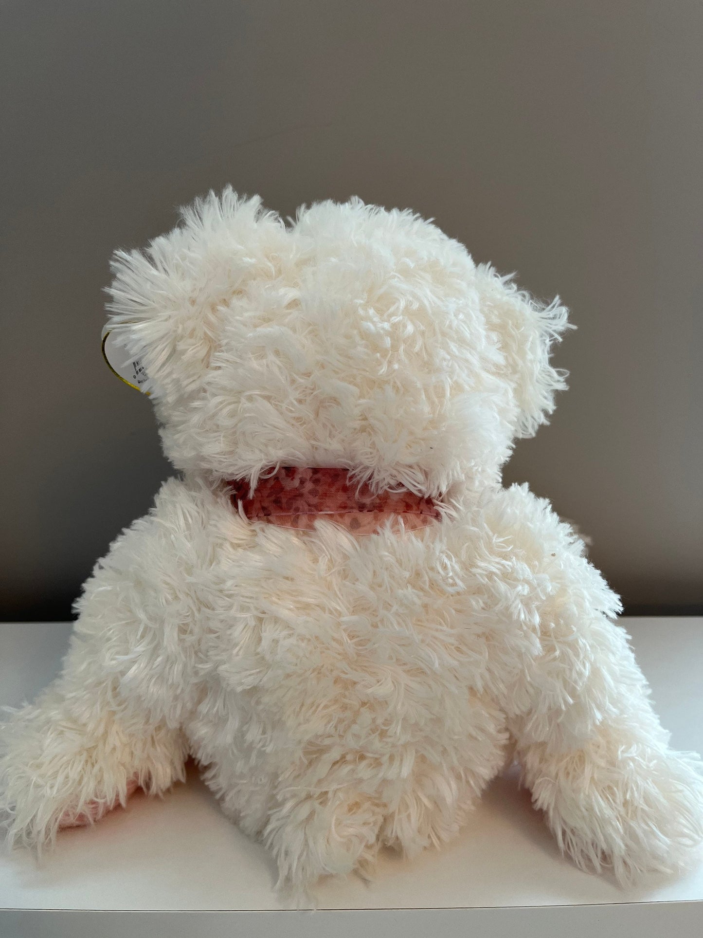 Ty Classics Collection “Sugarcane” the White and Pink Teddy Bear (12 inch)