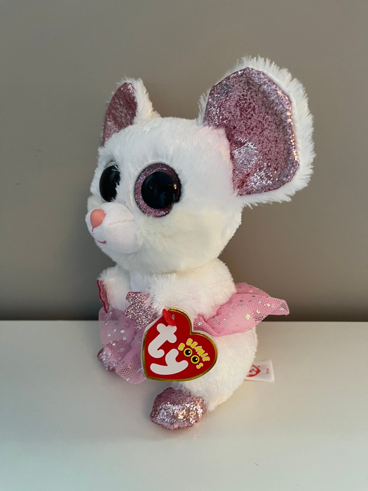 Ty Beanie Boo “Nina” the Pink and White Ballerina Mouse (6 inch)