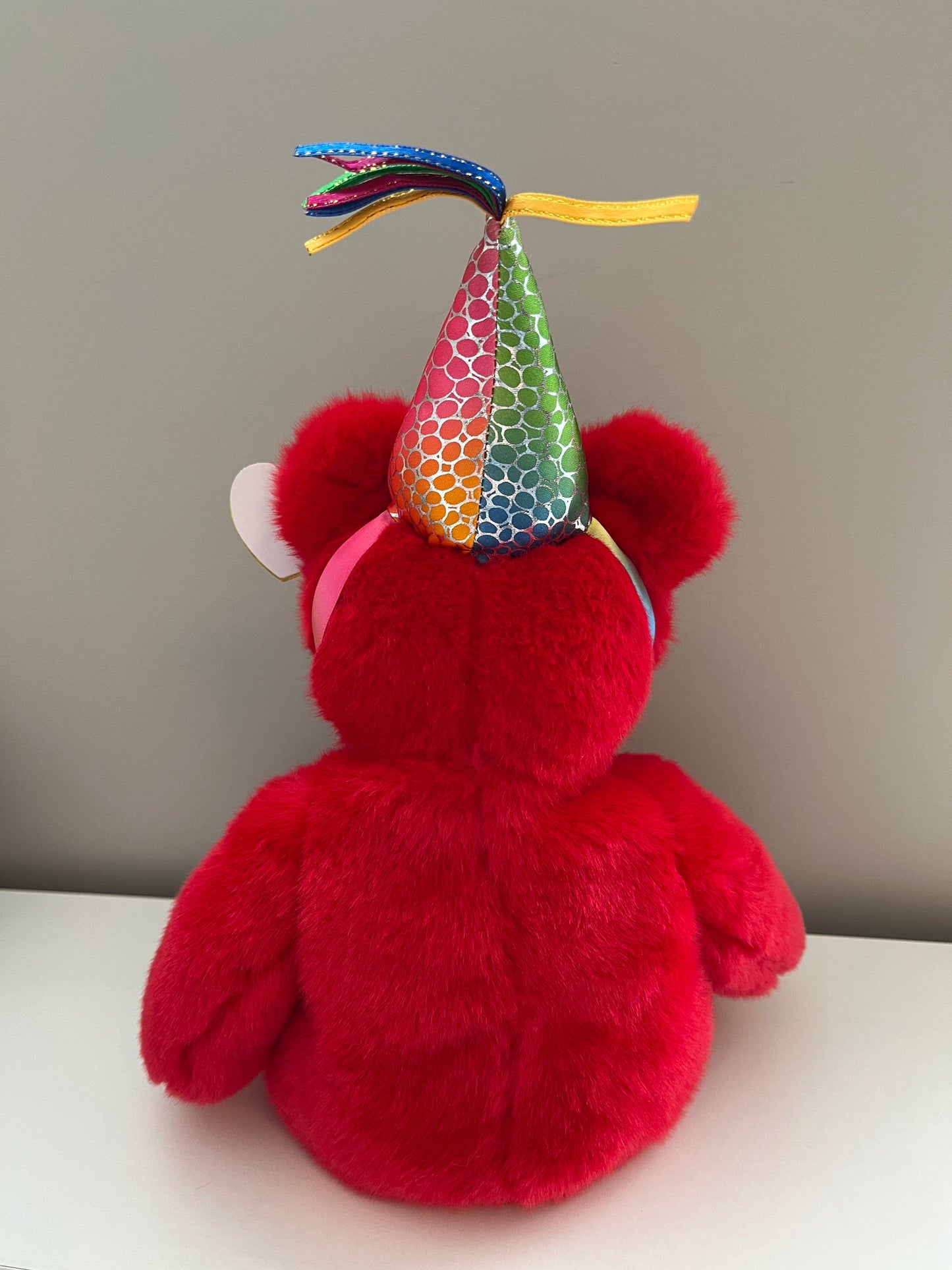 Ty Beanie Buddy “Happy Birthday” the Red Bear with Party Hat (13.5 inch)