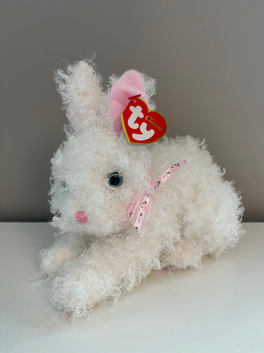 Ty Classics Collection “Presto” the White Bunny Rabbit with Pink Bow (8 inch)