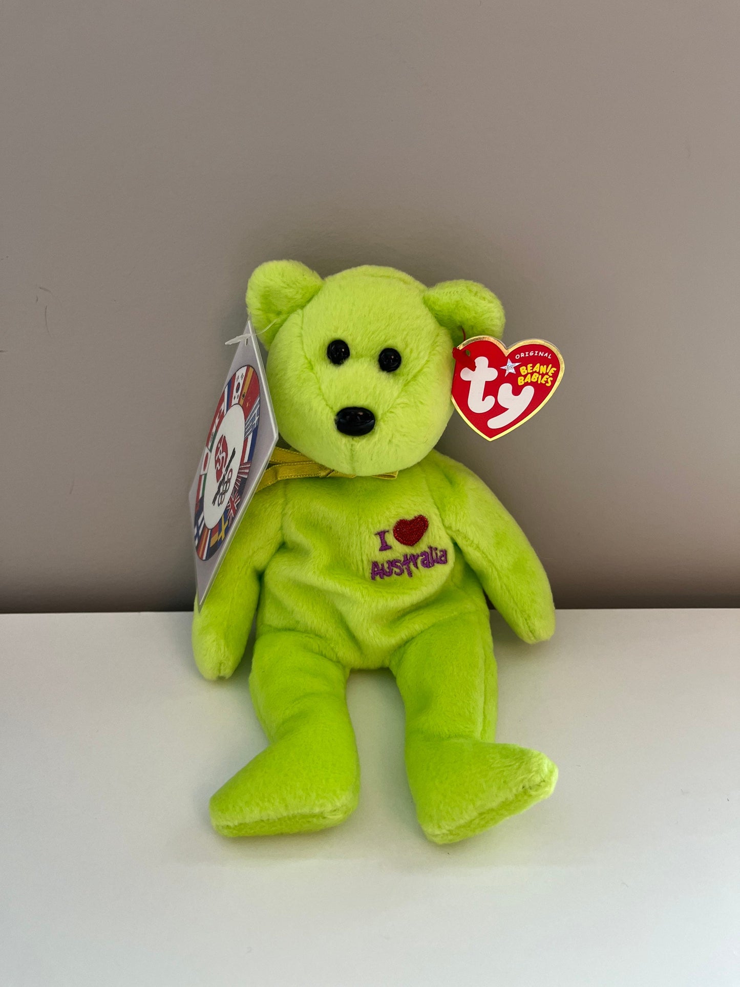 Ty Beanie Baby “Australia” the I Love Australia Bear - With or Without Beijing Olympics Tag (8.5 inch)