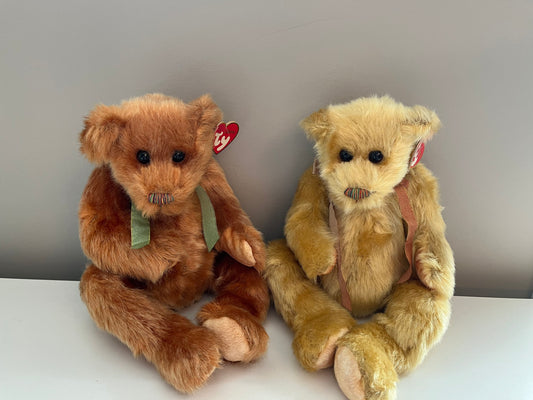 Ty Classics Collection “Skootch” and “Jeeves” the Teddy Bears - Creased Hang Tags (10 inch)