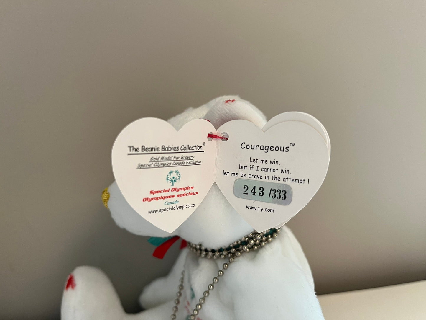 Ty Beanie Baby “Courageous, Courageously, and Courageousness” the Gold, Silver, Bronze Canada Special Olympics Bears *Rare* (7.5 inch)