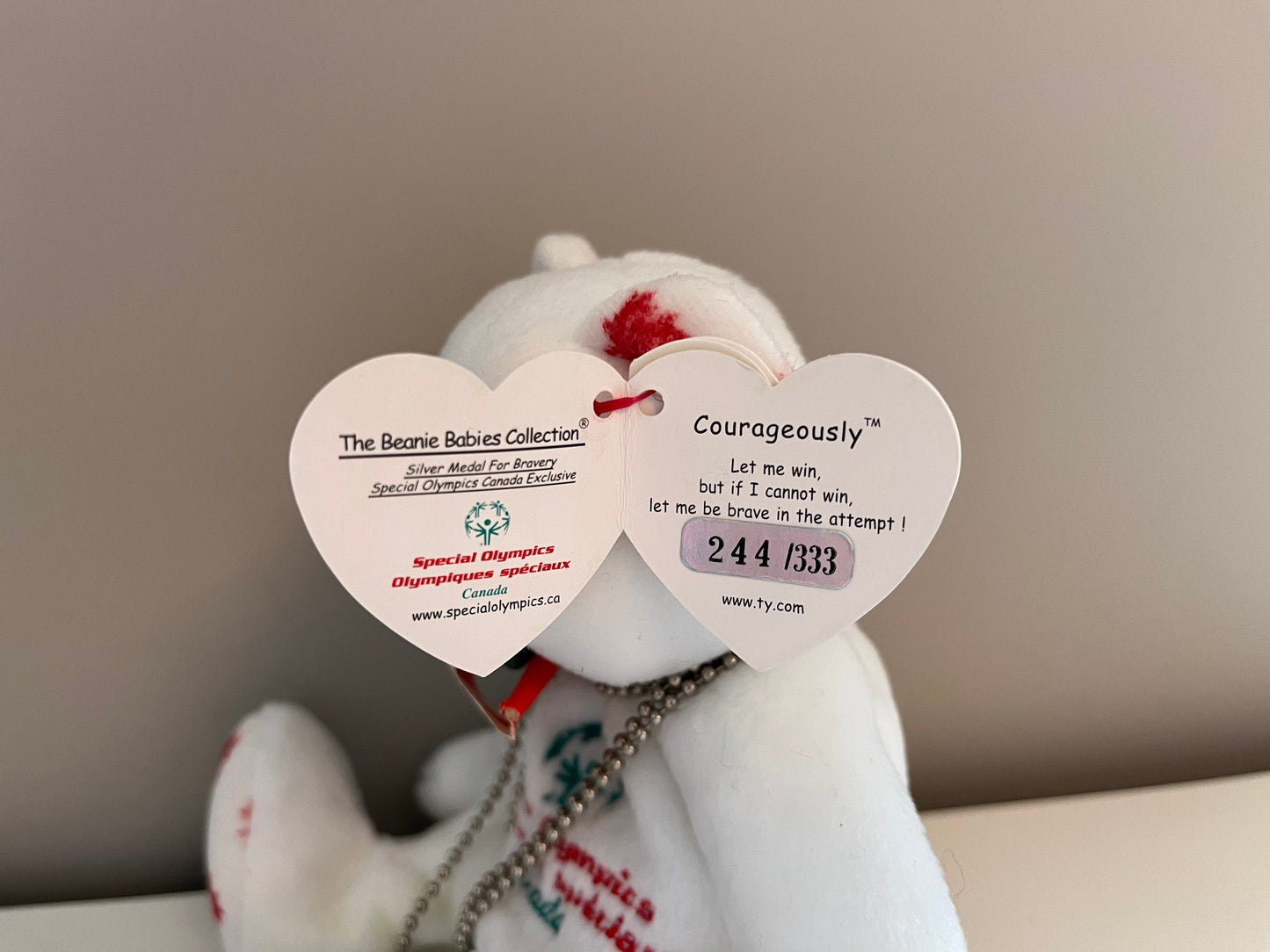 Ty Beanie Baby “Courageous, Courageously, and Courageousness” the Gold, Silver, Bronze Canada Special Olympics Bears *Rare* (7.5 inch)