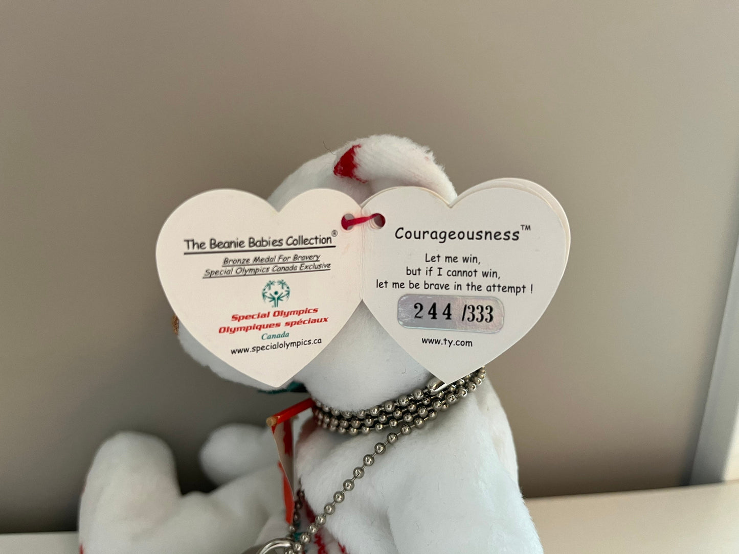 Ty Beanie Baby “Courageous, Courageously, and Courageousness” the Gold, Silver, Bronze Canada Special Olympics Bears *Rare* (7.5 inch)