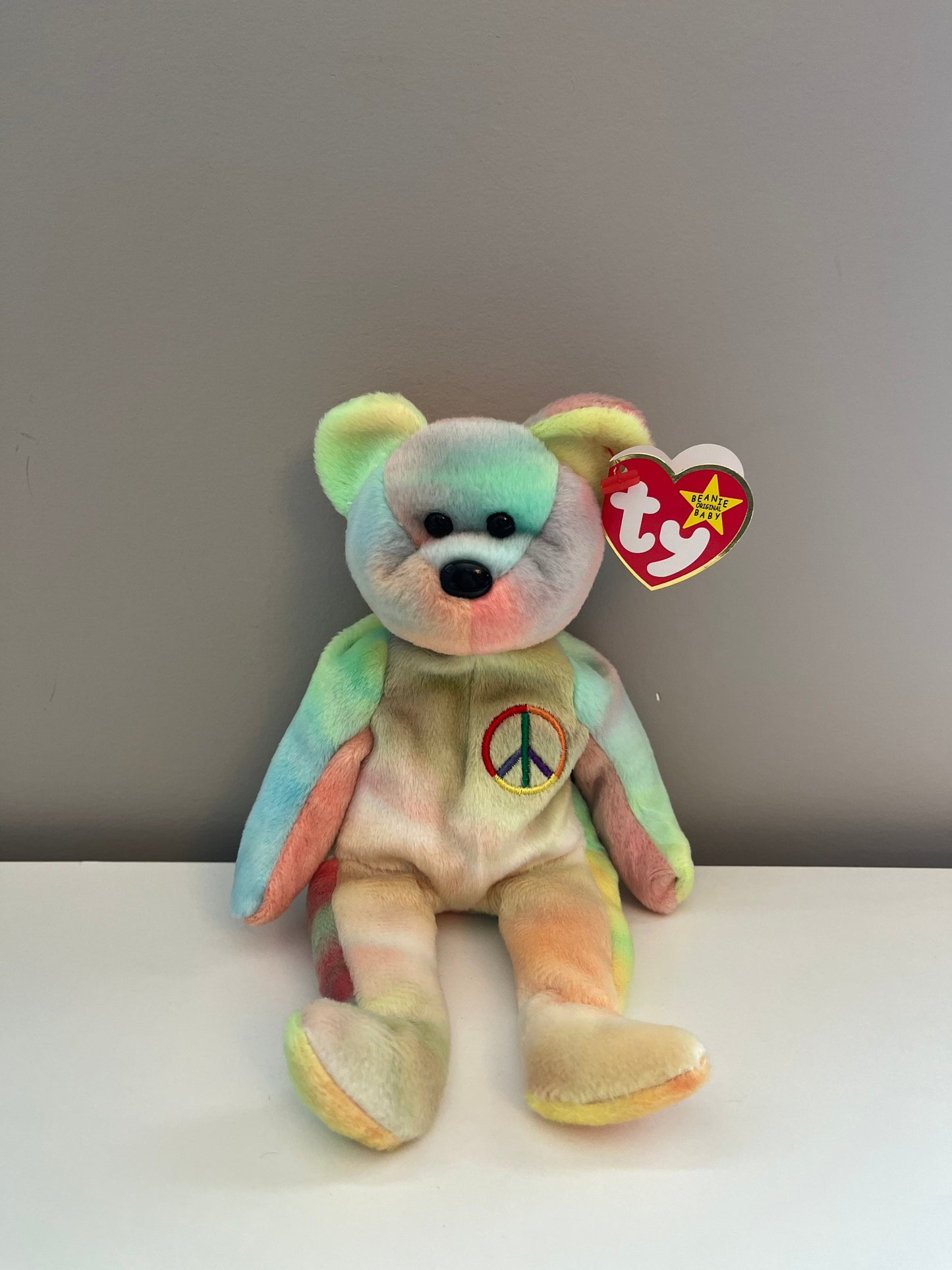 Ty Beanie Baby “Peace” the Tie-Dye Bear - Stamp # 102 inside Tush Tag (8.5 inch)