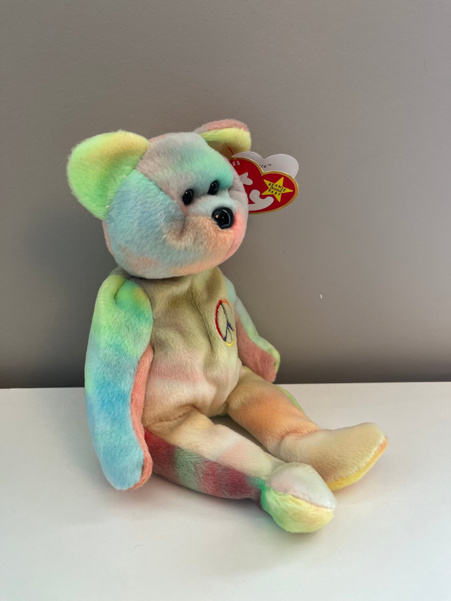 Ty Beanie Baby “Peace” the Tie-Dye Bear - Stamp # 102 inside Tush Tag (8.5 inch)