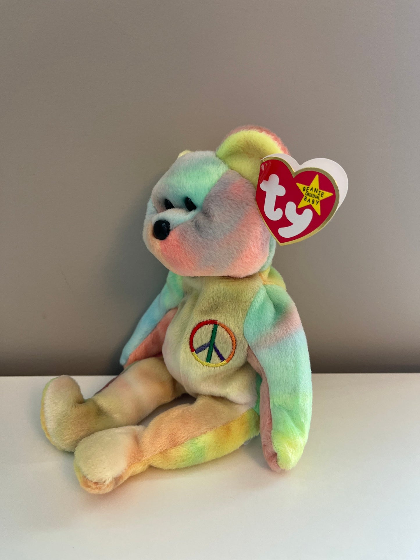 Ty Beanie Baby “Peace” the Tie-Dye Bear - Stamp # 102 inside Tush Tag (8.5 inch)