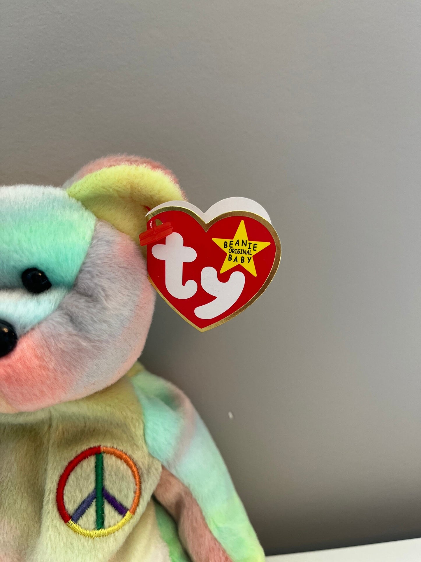 Ty Beanie Baby “Peace” the Tie-Dye Bear - Stamp # 102 inside Tush Tag (8.5 inch)