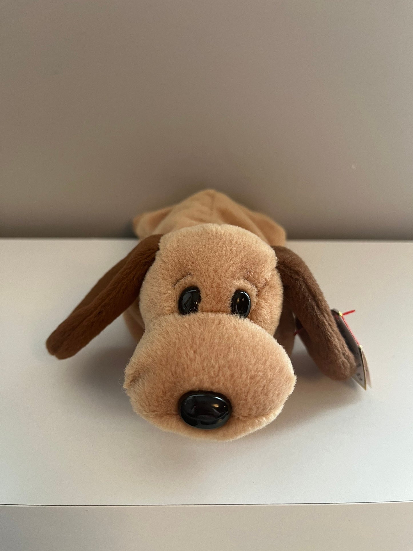 Ty Beanie Baby “Bones” the Dog - 3rd Generation - Price Sticker Residue on Hang Tag (9 inch)