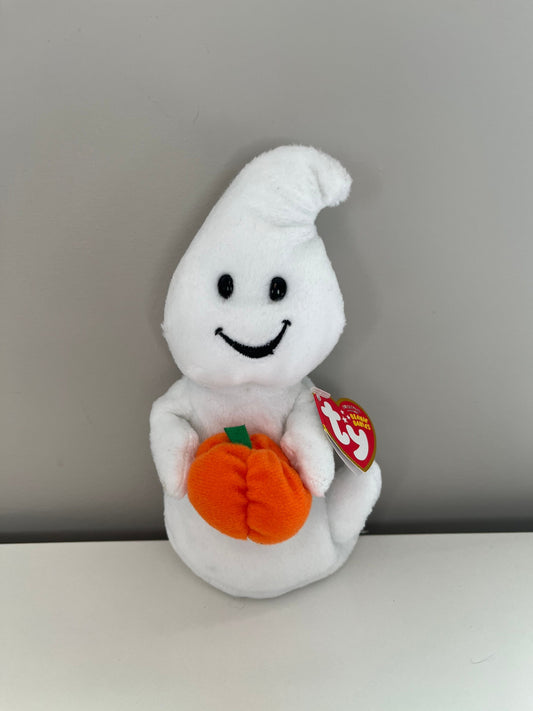 Ty Beanie Baby “Spooky” the Ghost with Pumpkin (7 inch)