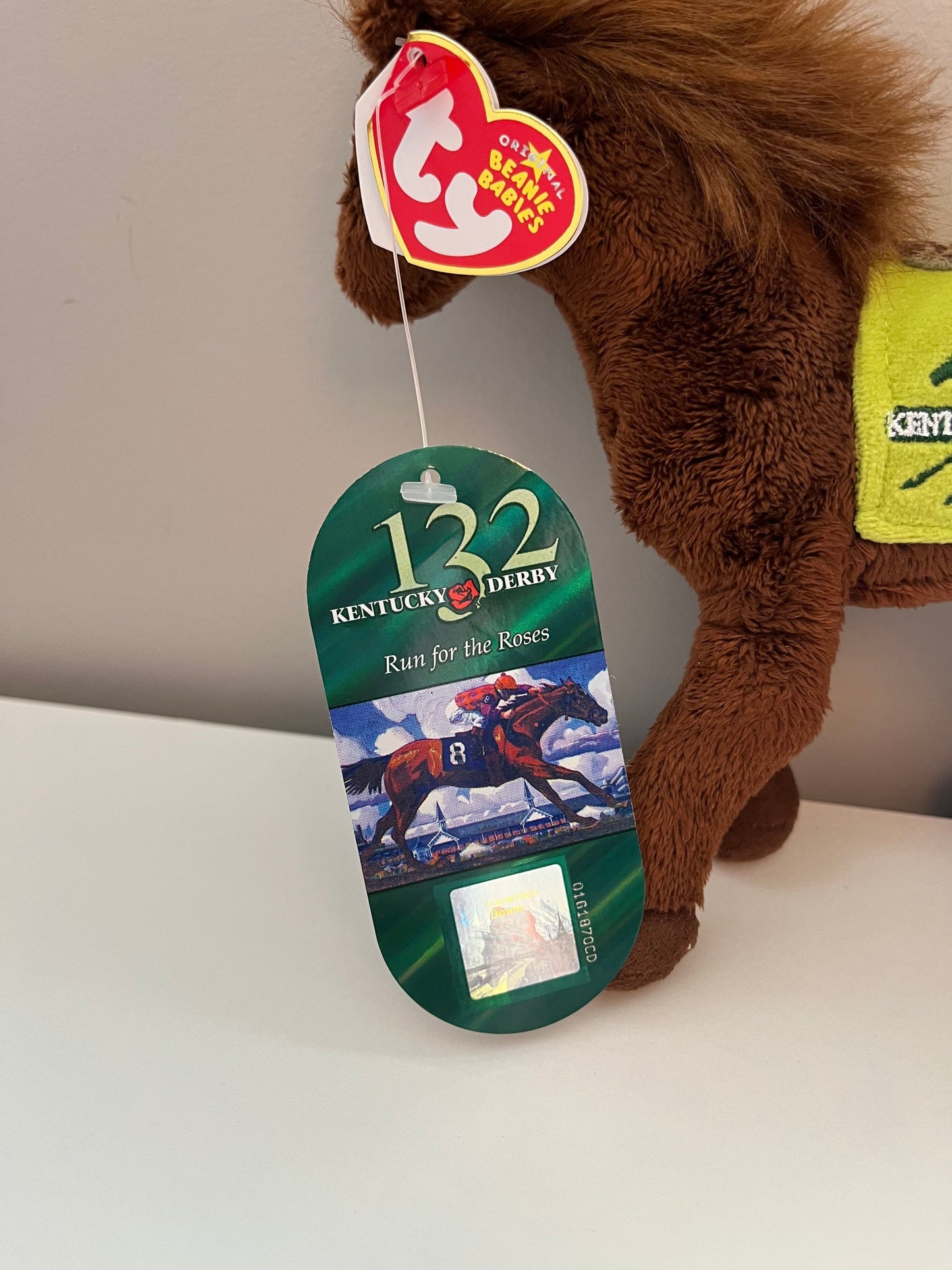 Ty Beanie Baby “Derby 132” the Kentucky Derby Horse with Rare Kentucky Derby Tag (7.5 inch)