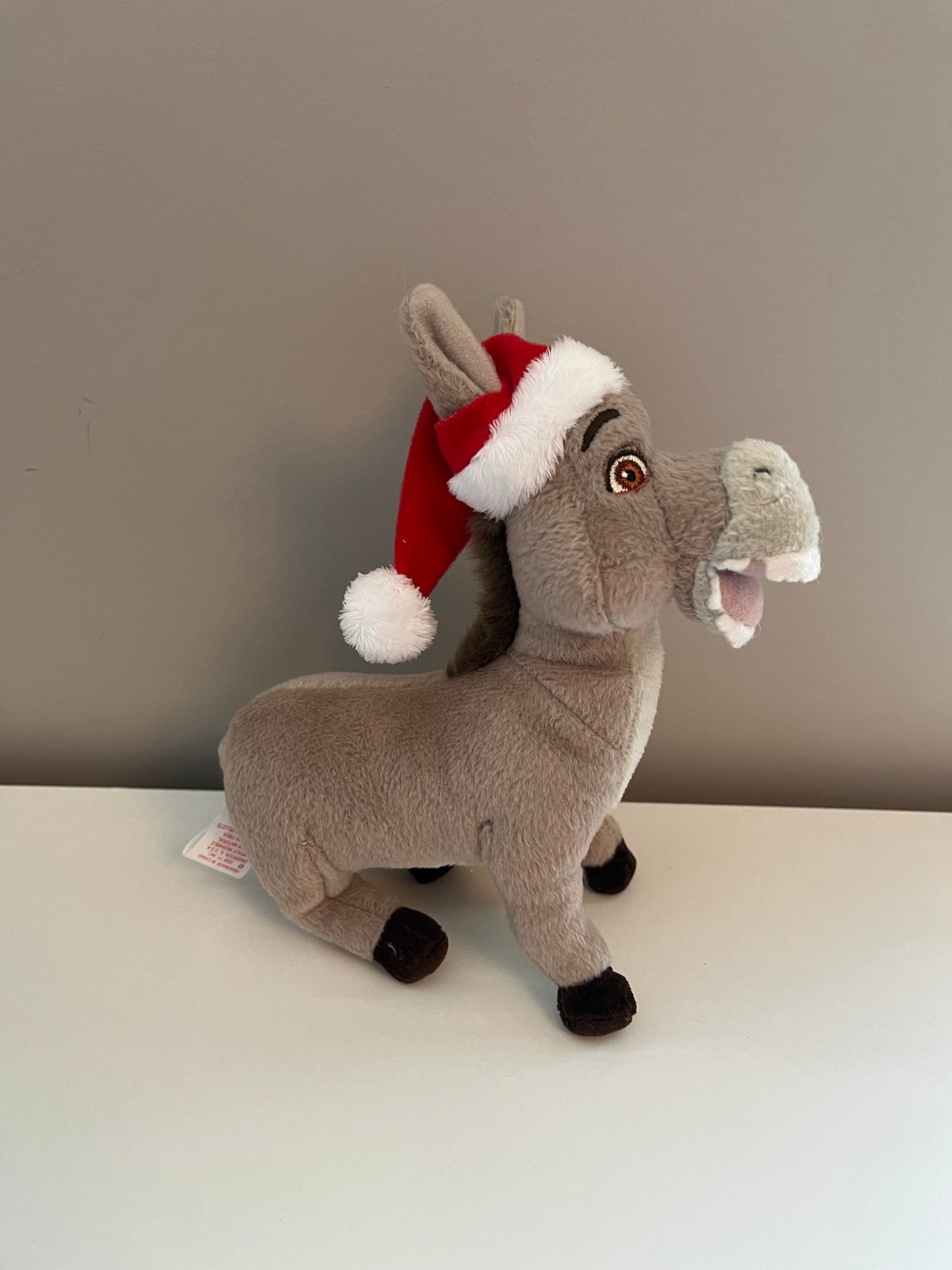 Ty Beanie Baby “Donkey” the Donkey  wearing Santa Hat from Shrek the Halls - Shrek DVD Exclusive (7 inch)