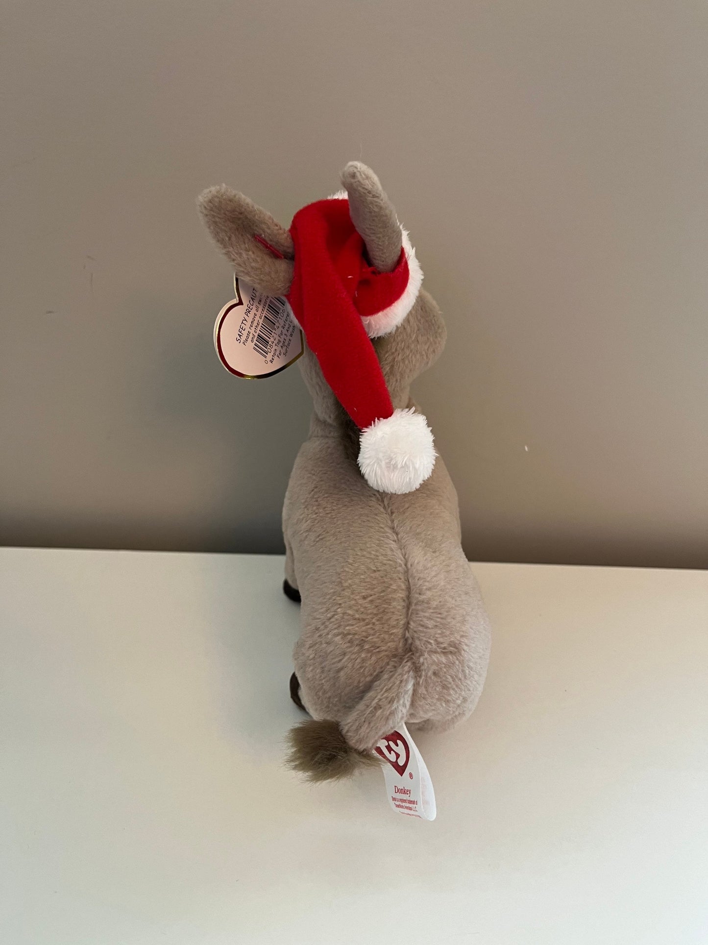 Ty Beanie Baby “Donkey” the Donkey  wearing Santa Hat from Shrek the Halls - Shrek DVD Exclusive (7 inch)