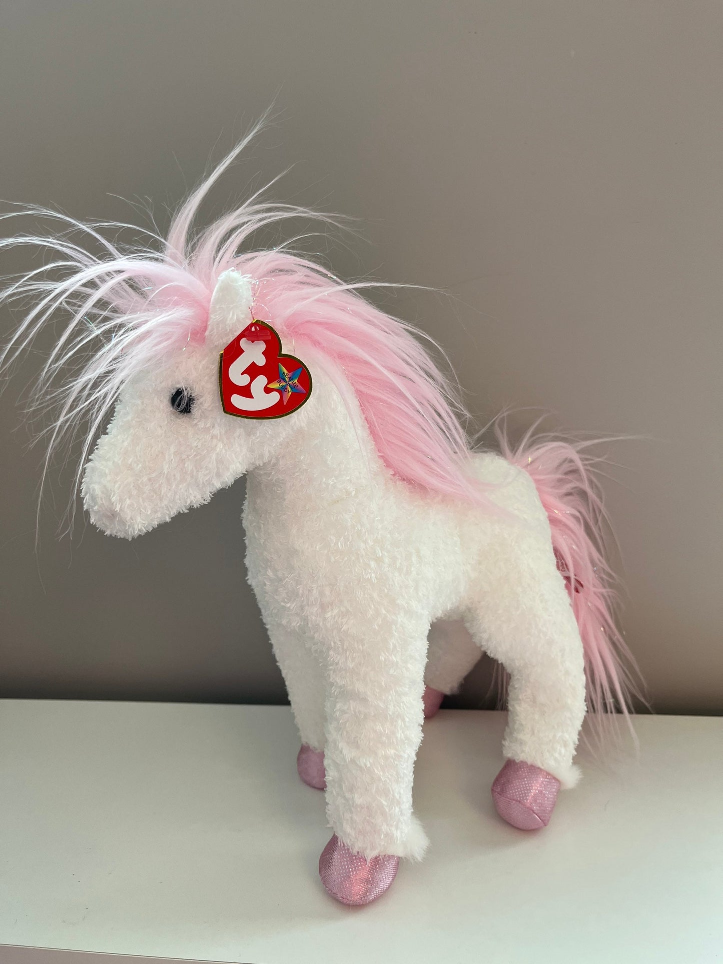 Ty Beanie Buddy “Avalon” the White and Pink Horse (14 inch)