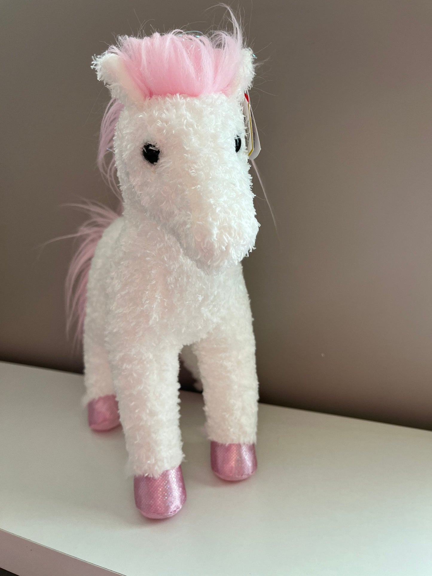 Ty Beanie Buddy “Avalon” the White and Pink Horse (14 inch)