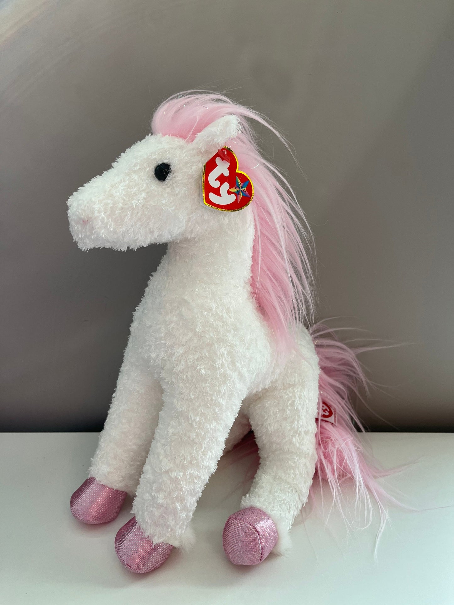 Ty Beanie Buddy “Avalon” the White and Pink Horse (14 inch)