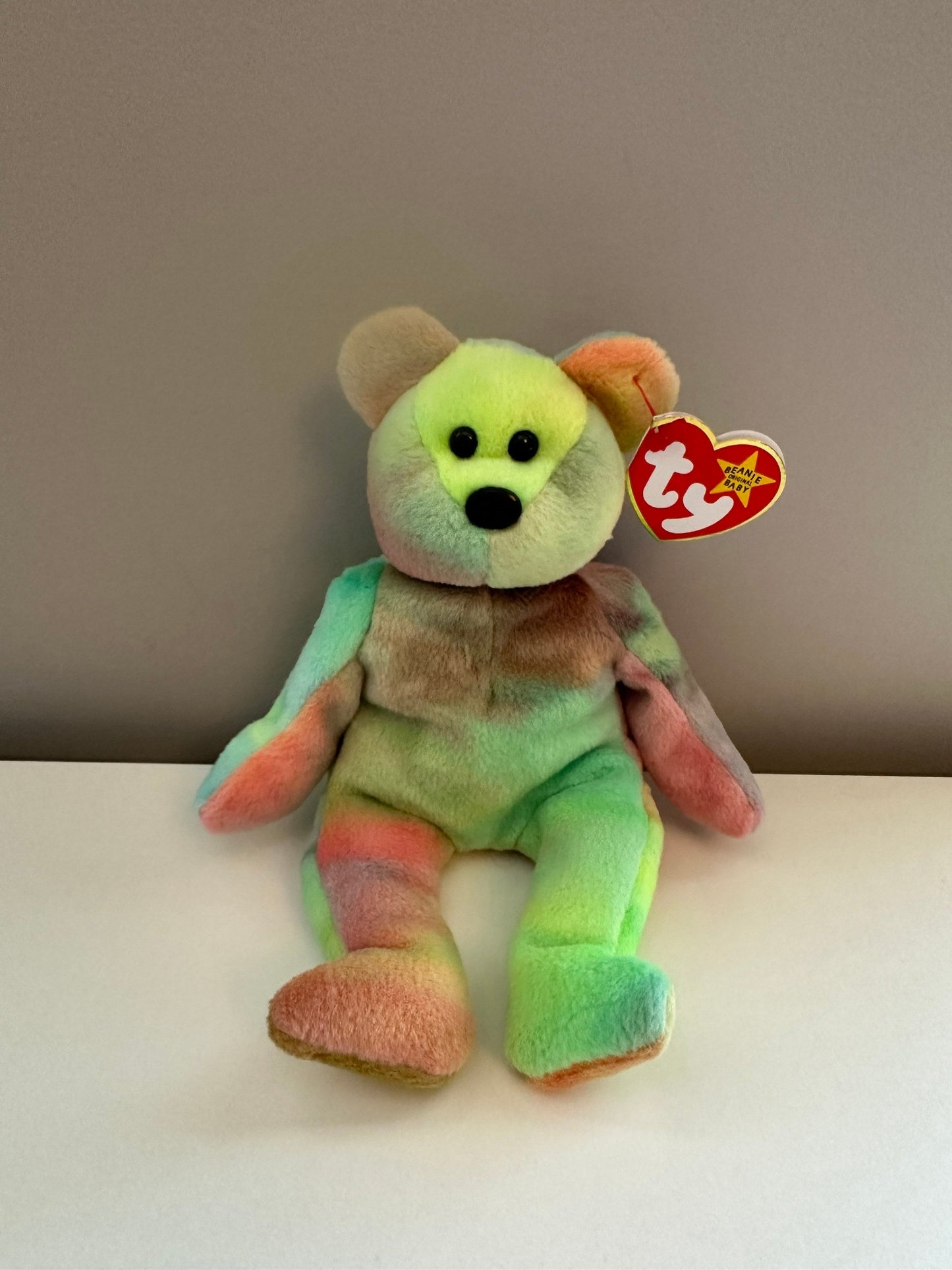 Ty Beanie Baby “Garcia” the Tie-Dye Bear - Actual Colours Shown - Pastel Colouring! *Rare* (8.5 inch)