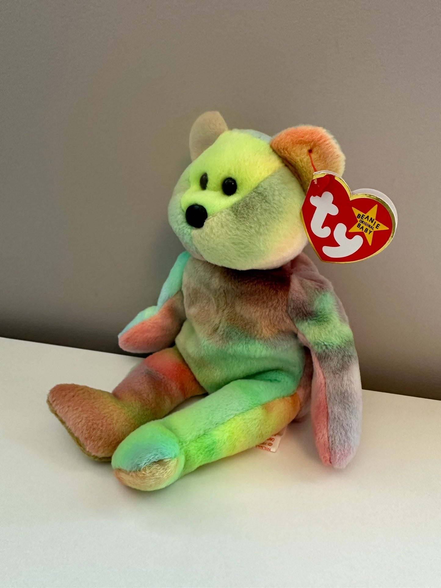 Ty Beanie Baby “Garcia” the Tie-Dye Bear - Actual Colours Shown - Pastel Colouring! *Rare* (8.5 inch)