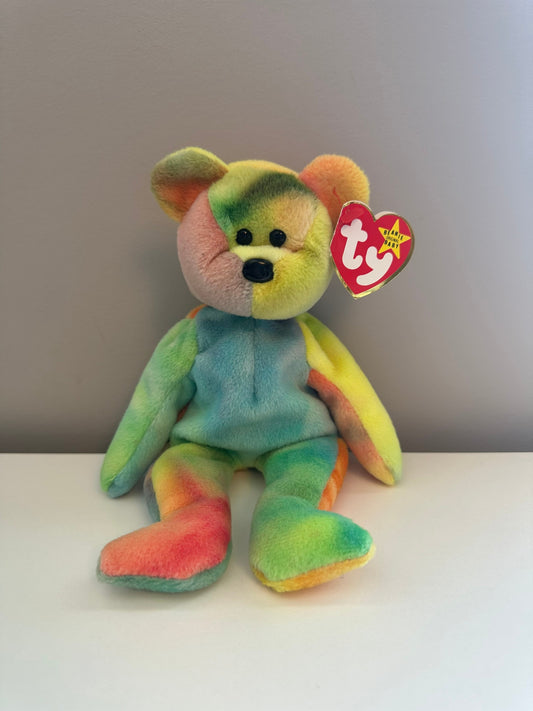 Ty Beanie Baby “Garcia” the Tie-Dye Bear - Actual Colours Shown! *Rare* (8.5 inch)