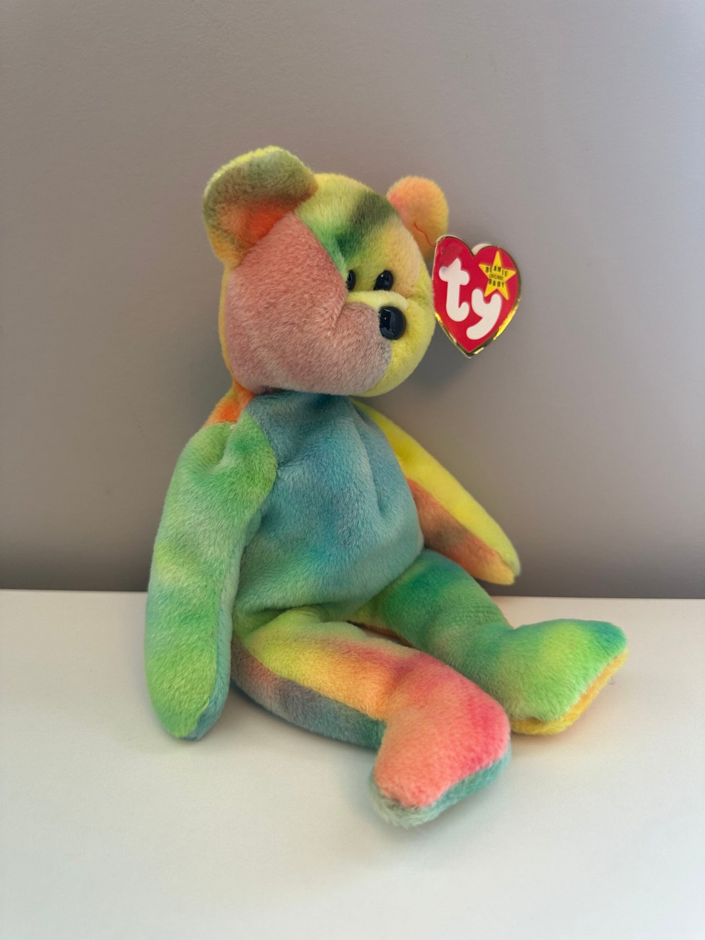 Ty Beanie Baby “Garcia” the Tie-Dye Bear - Actual Colours Shown! *Rare* (8.5 inch)