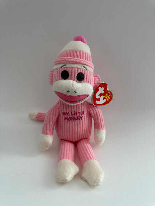 Ty Beanie Baby “My little monkey” the Adorable Light Pink Sock Monkey (8.5 inch)