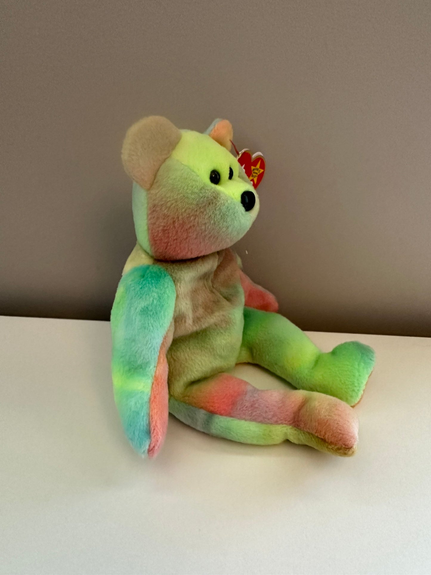 Ty Beanie Baby “Garcia” the Tie-Dye Bear - Actual Colours Shown - Pastel Colouring! *Rare* (8.5 inch)