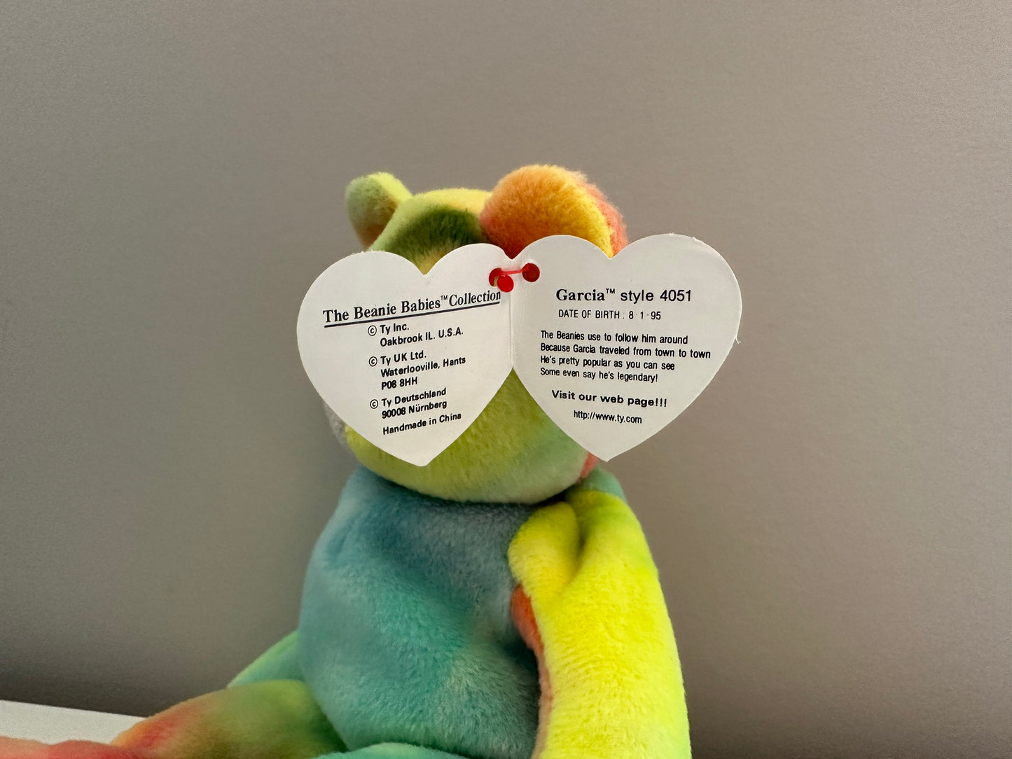 Ty Beanie Baby “Garcia” the Tie-Dye Bear - Actual Colours Shown! *Rare* (8.5 inch)