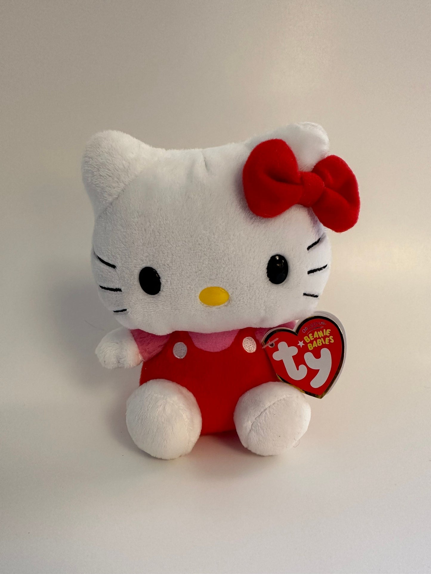 Ty Beanie Baby Vintage "Hello Kitty” the Hello Kitty Plush in Red Overalls with Jelly Beans  (5.5 inch)