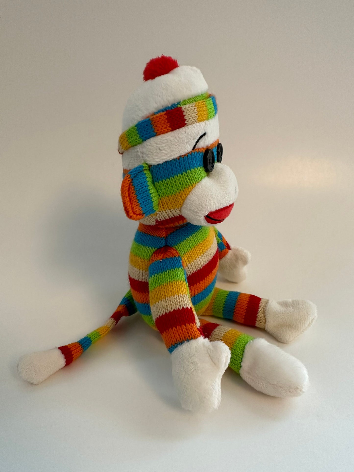 TY Beanie Baby “Socks” the Striped Multi Colour Sock Monkey - No Hang Tag (8.5 inch)