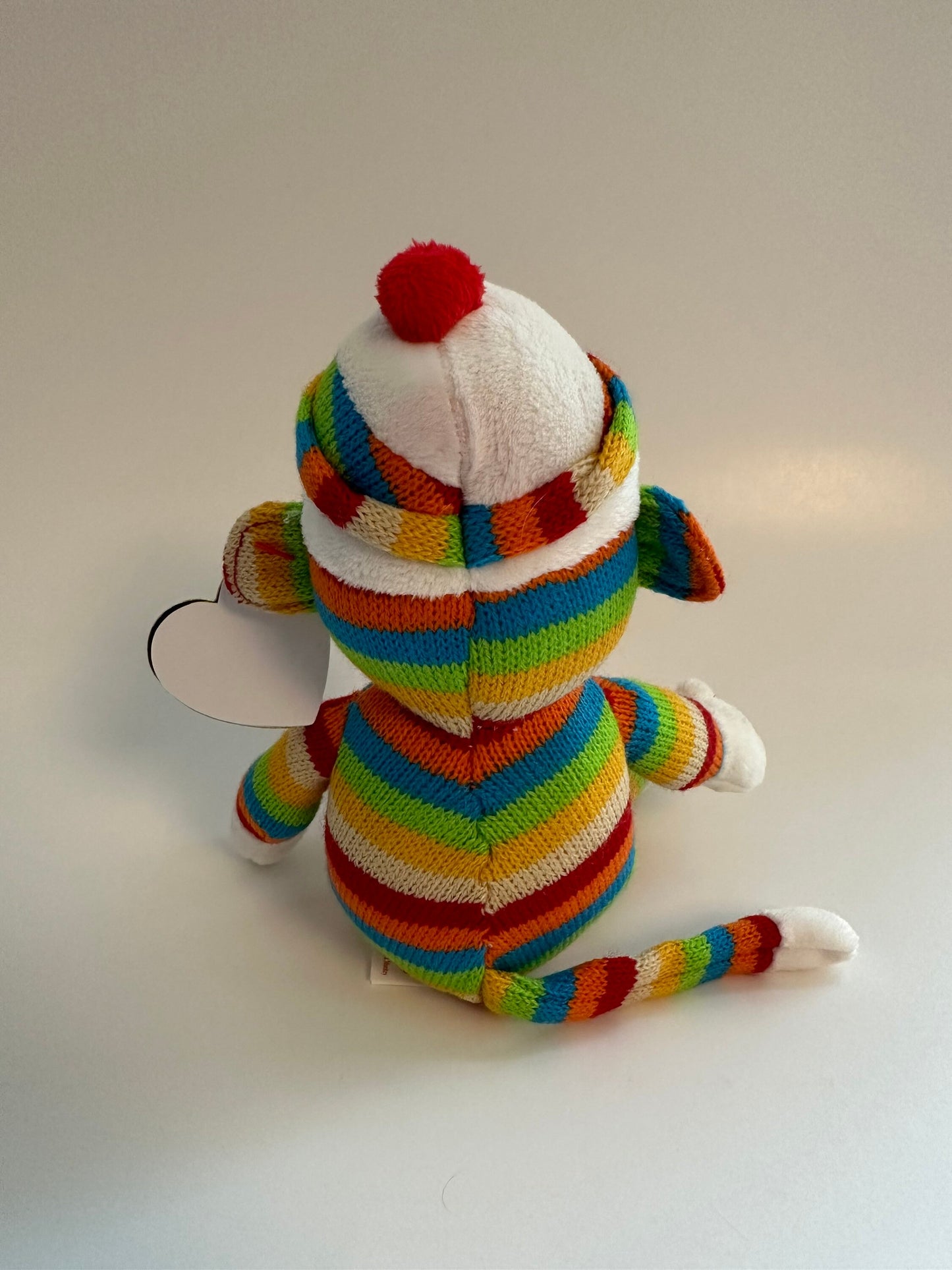 TY Beanie Baby “Socks” the Striped Multi Colour Sock Monkey - No Hang Tag (8.5 inch)