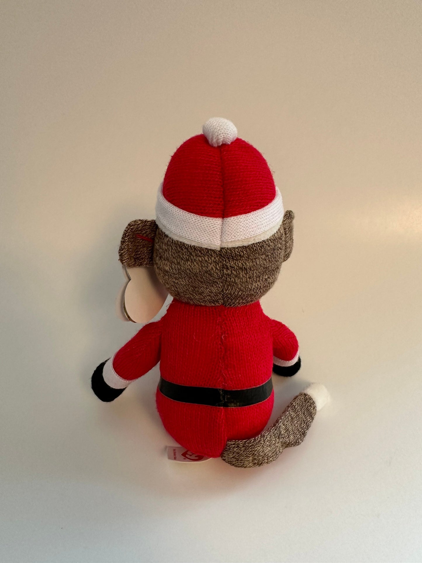 Ty Beanie Baby “Socks” Sock Monkey Wearing Santa Suit (8.5 inch)