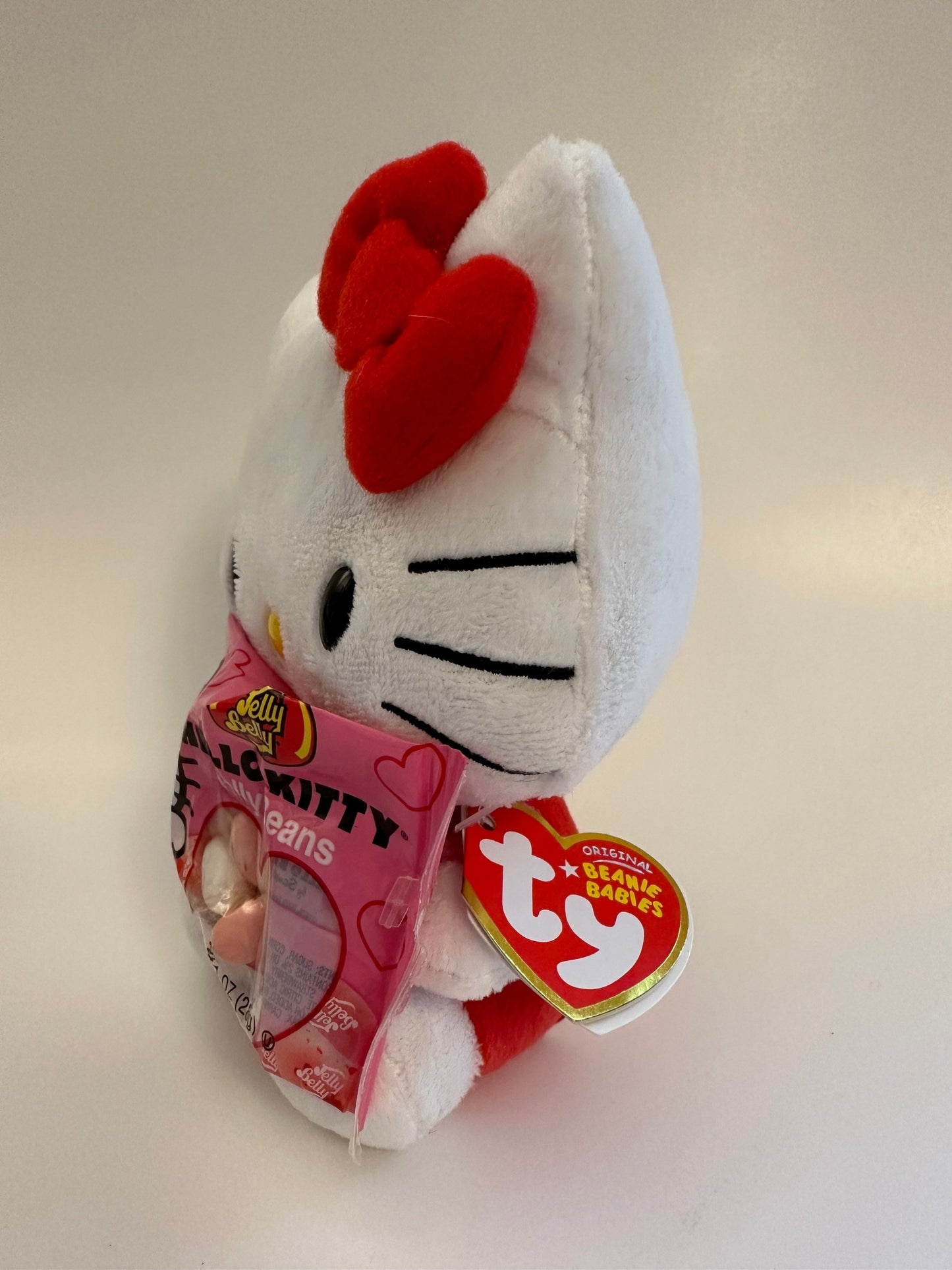 Ty Beanie Baby Vintage "Hello Kitty” the Hello Kitty Plush in Red Overalls with Jelly Beans  (5.5 inch)