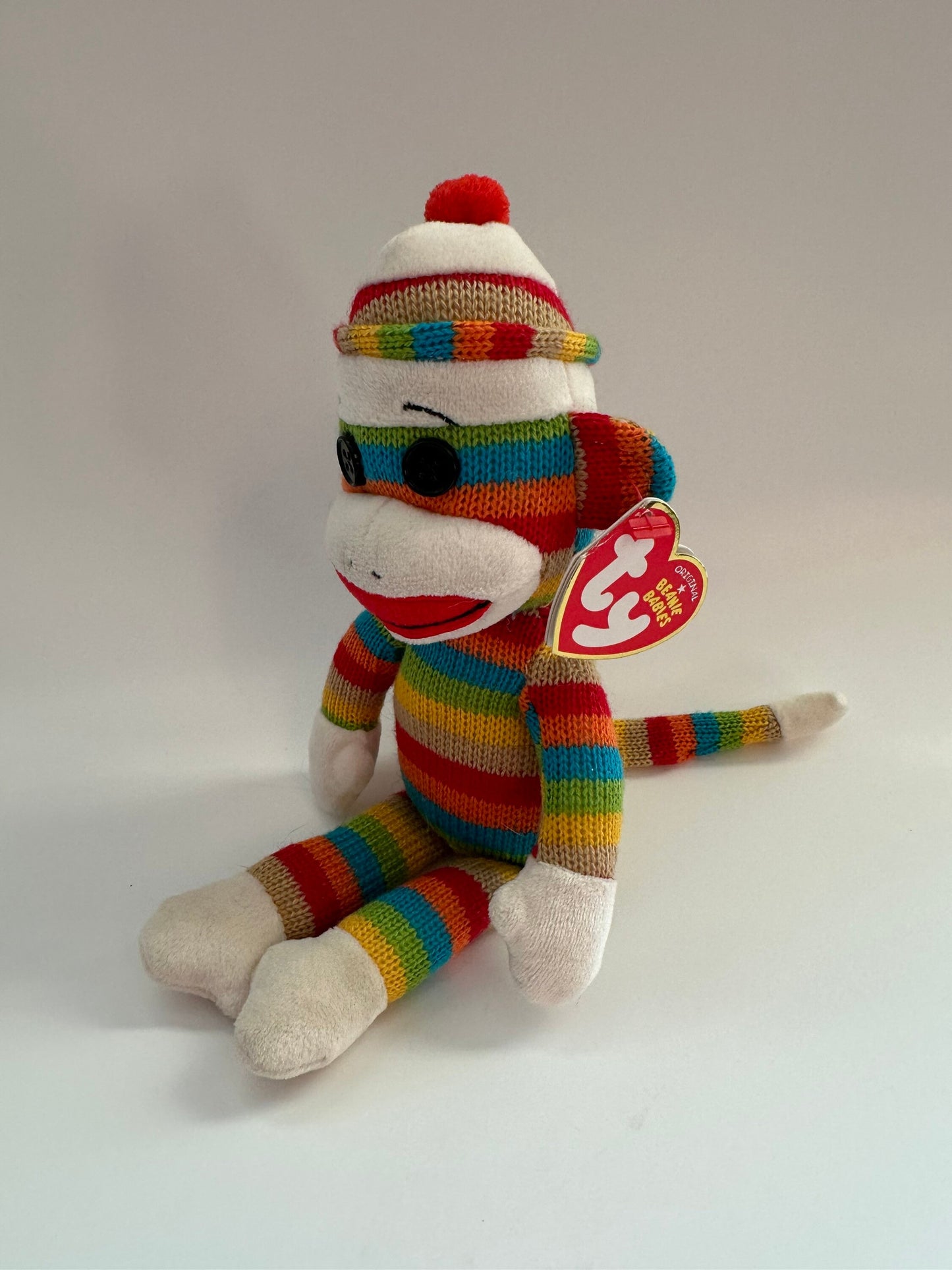 TY Beanie Baby “Socks” the Striped Multi Colour Sock Monkey (8.5 inch)