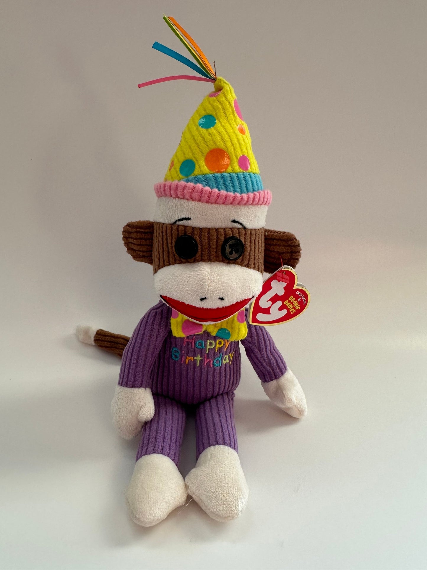 Ty Beanie Baby “Socks” the Happy Birthday Sock Monkey (8.5 inch)