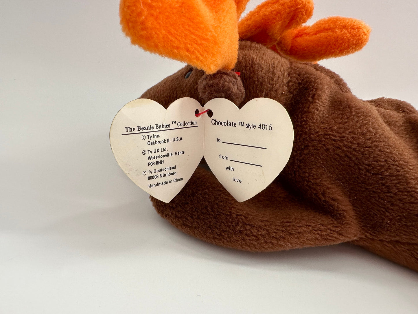 Ty Beanie Baby “Chocolate” the Moose - 3rd Generation Hang Tag, 1st Generation Tush Tag - Loved Non-Mint Condition, See photos (8 inch)