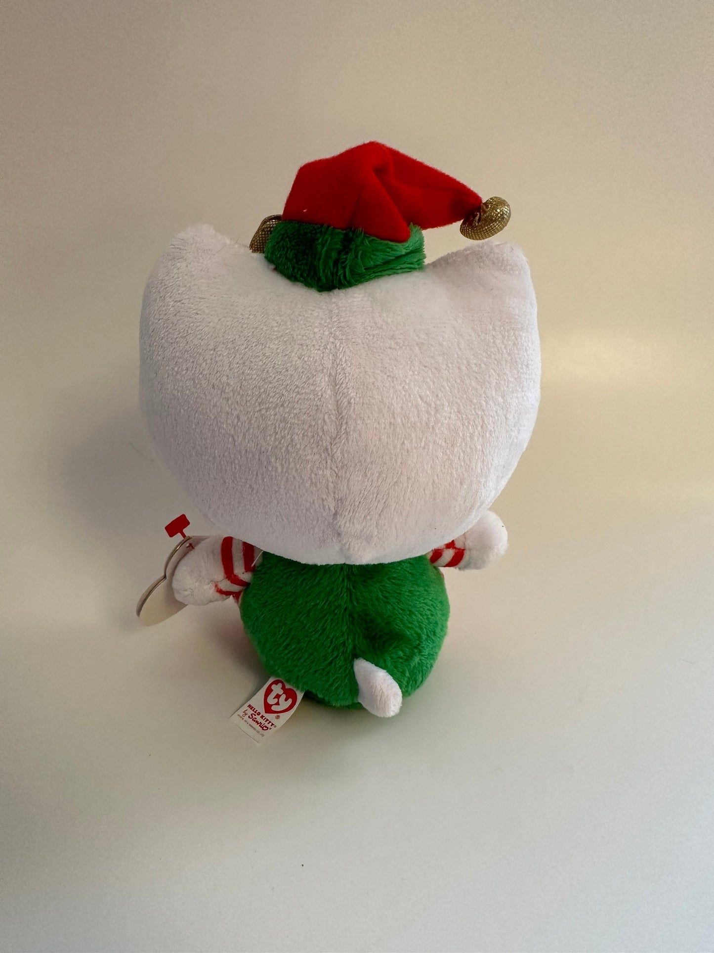 Ty Beanie Baby Vintage “Hello Kitty” the Hello Kitty Plush with Green Holiday Outfit and Santa Hat  (5.5 inch)