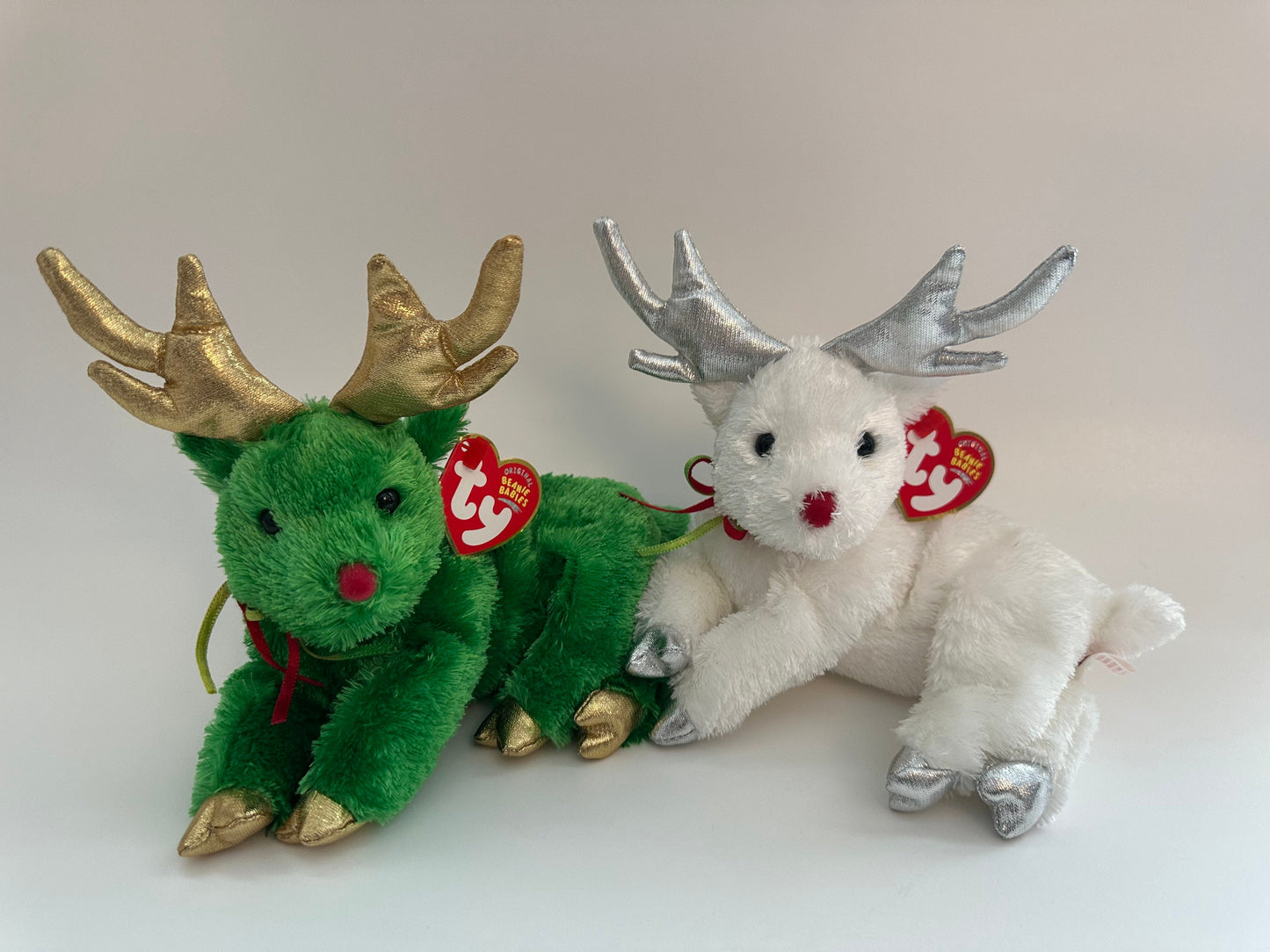 Ty Beanie Baby “Sleighbelle” the Reindeer - Available in Green or White (6 inch)