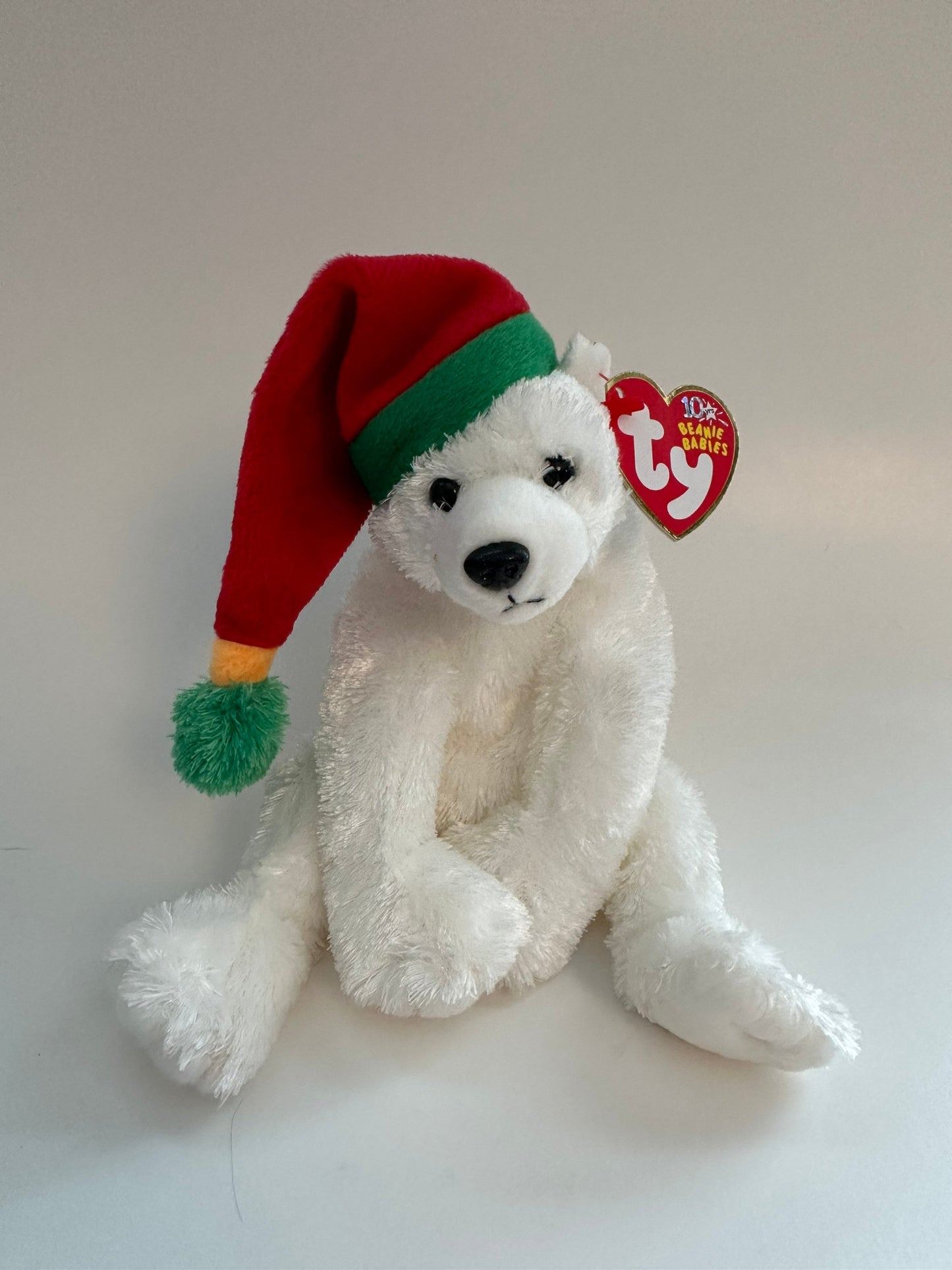 Ty Beanie Baby “Snowdrift” the Polar Bear wearing a Santa Hat! (5.5 inch)