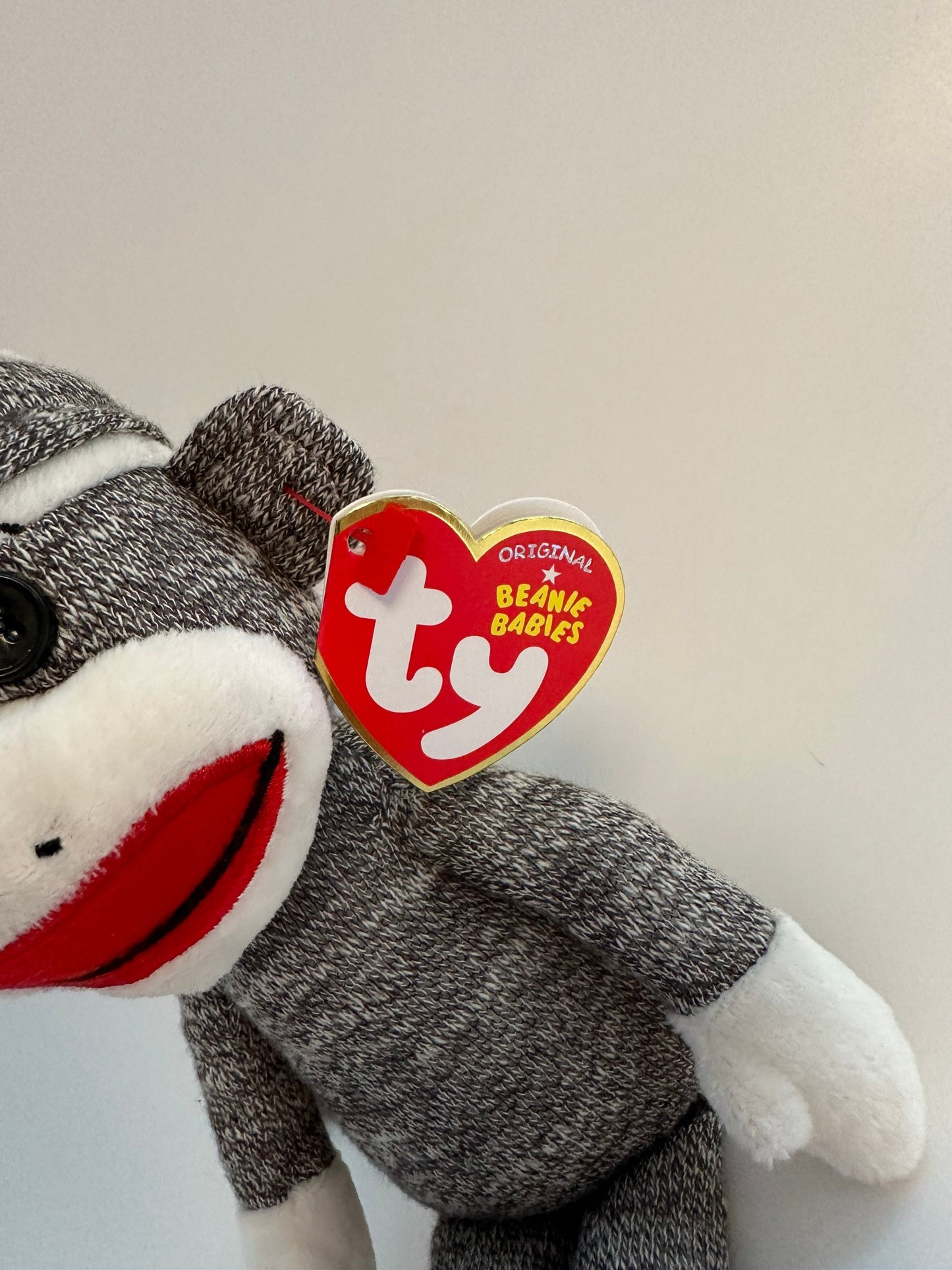 Ty Beanie Baby “Socks” the Gray Sock Monkey (8.5 inch)