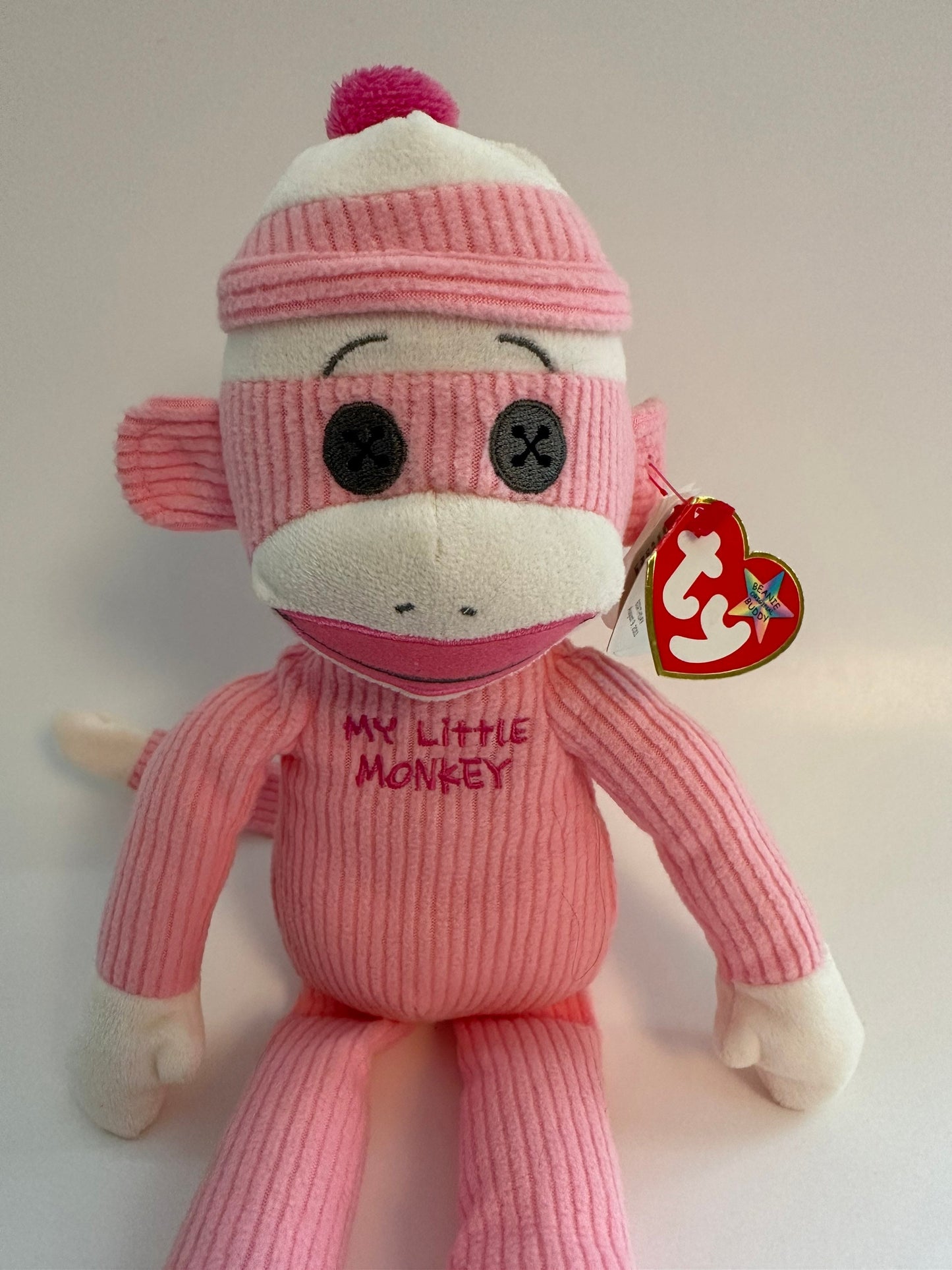 Ty Beanie Buddy “My little monkey” the Adorable Light Pink Sock Monkey *Rare* (12  inch)