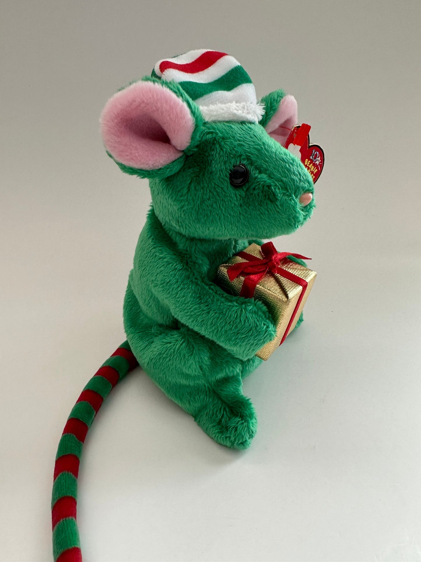 Ty Beanie Baby “Tidings” the Green Holiday Mouse - Internet Exclusive (7 inch)