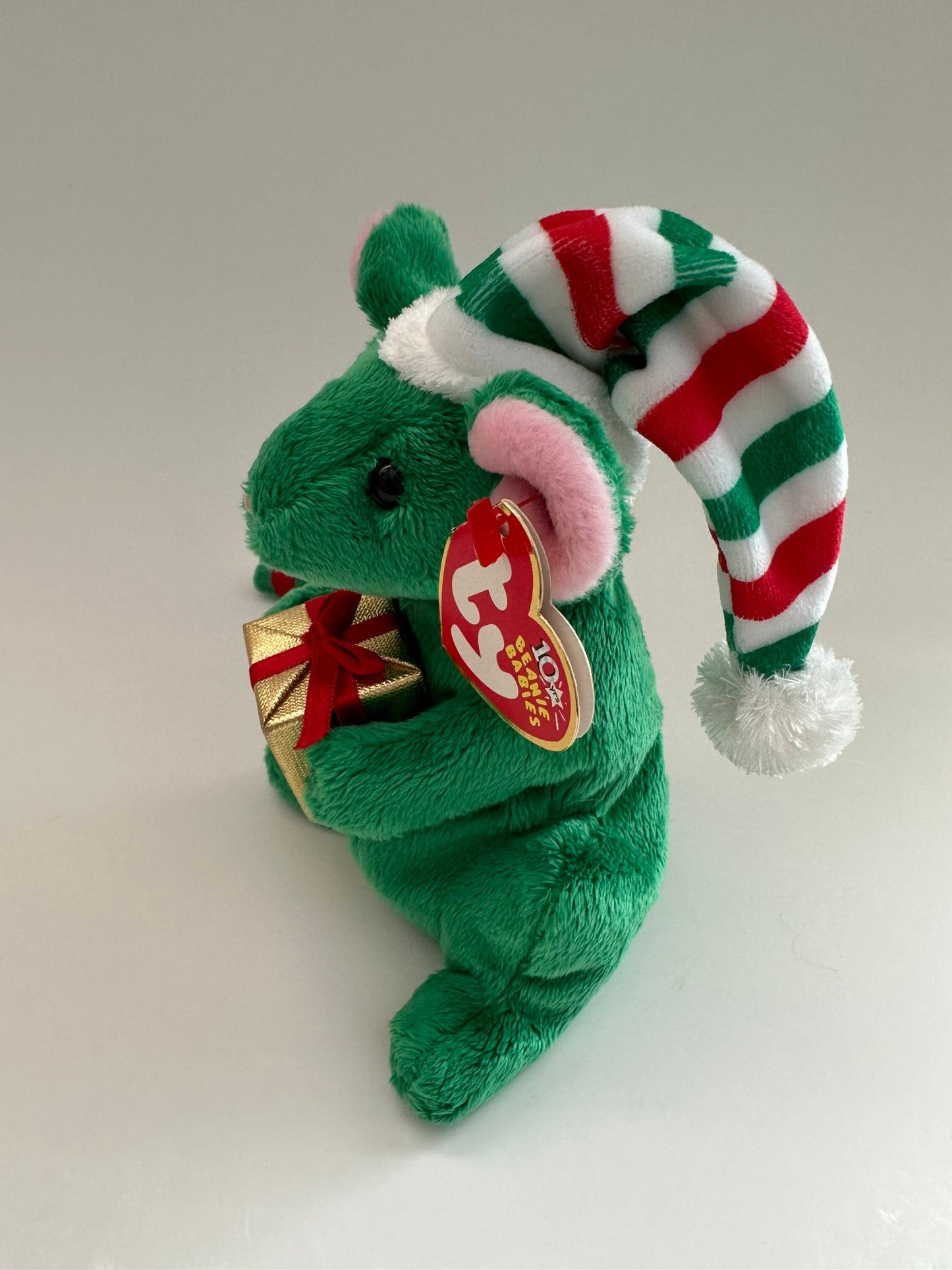 Ty Beanie Baby “Tidings” the Green Holiday Mouse - Internet Exclusive (7 inch)