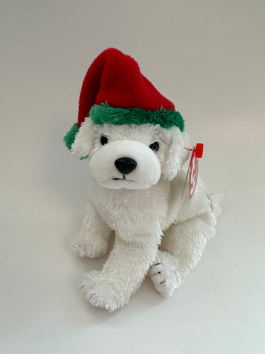 Ty Beanie Baby “Tinsel” the Cute Holiday Dog Wearing Santa Hat - Beanie Baby of the Month (6.5 inch)