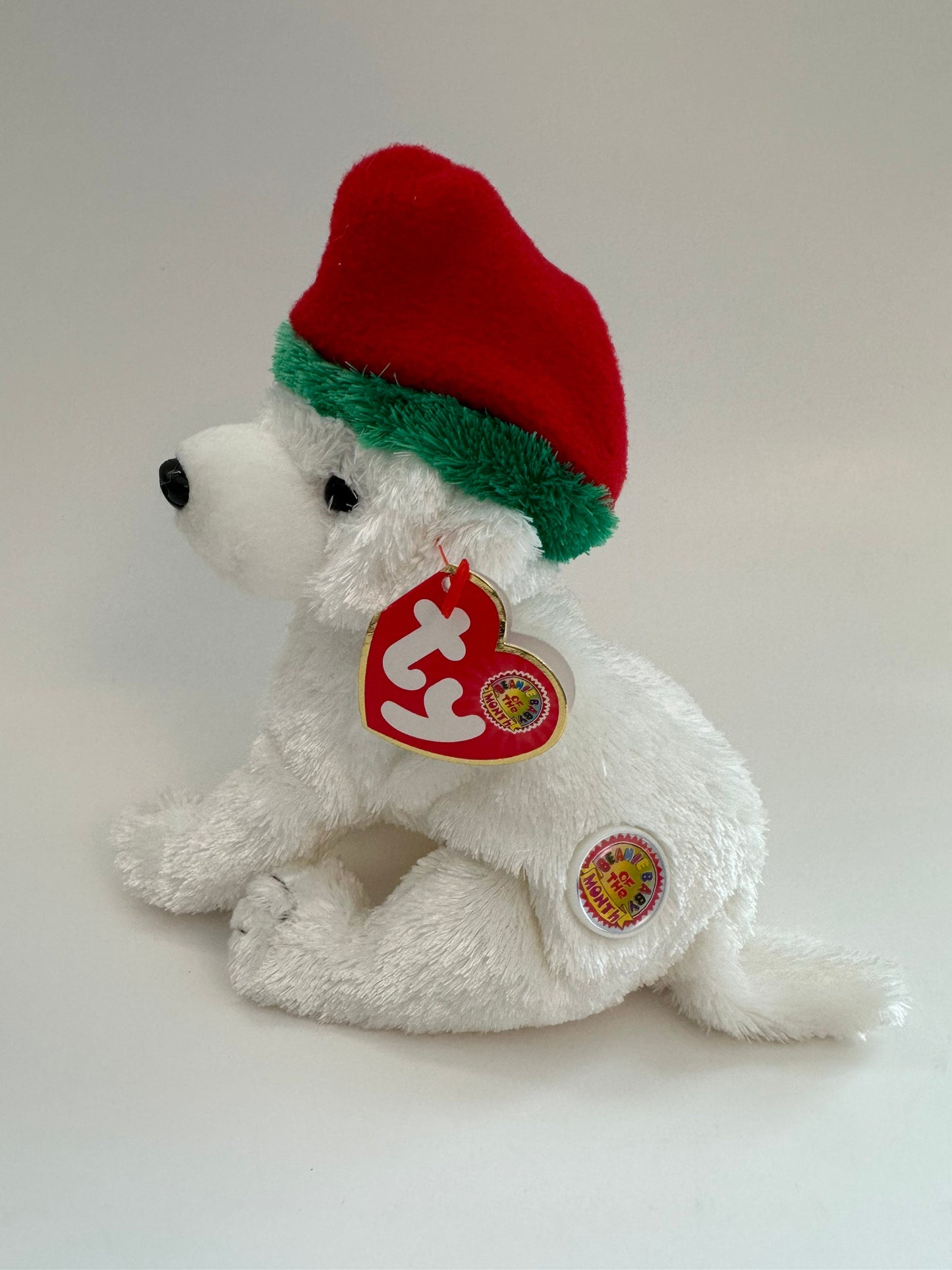 Ty Beanie Baby “Tinsel” the Cute Holiday Dog Wearing Santa Hat - Beanie Baby of the Month (6.5 inch)