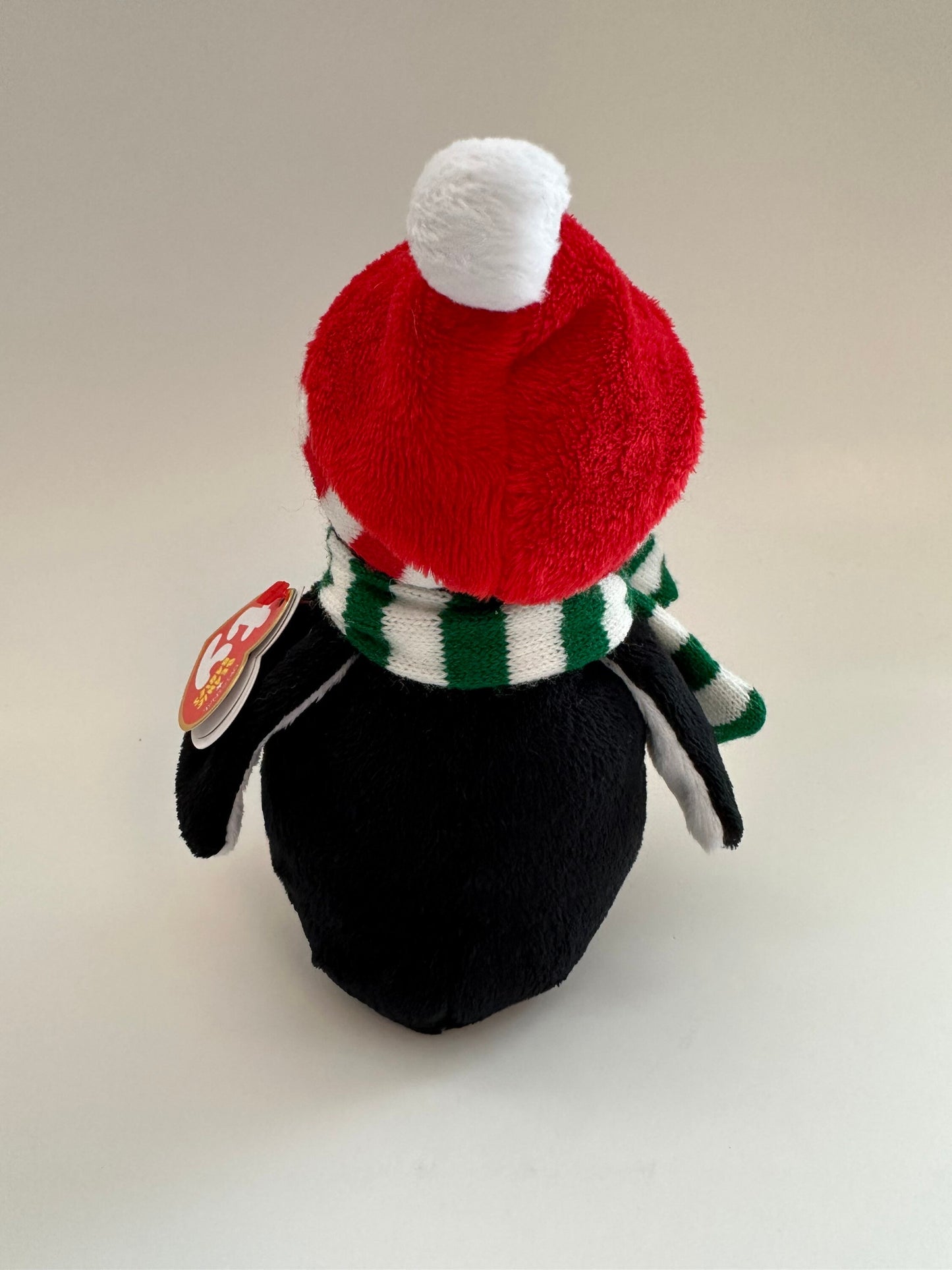 Ty Beanie Baby “Freezie” the Penguin wearing Scarf and Santa Hat (7 inch)