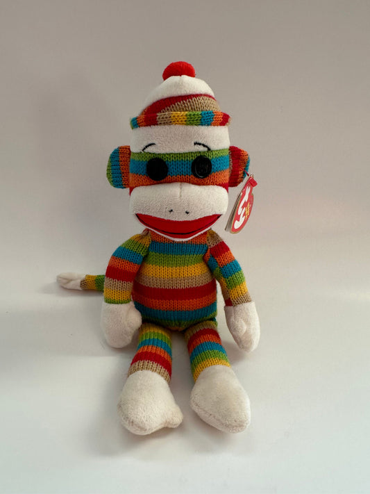 TY Beanie Baby “Socks” the Striped Multi Colour Sock Monkey (8.5 inch)